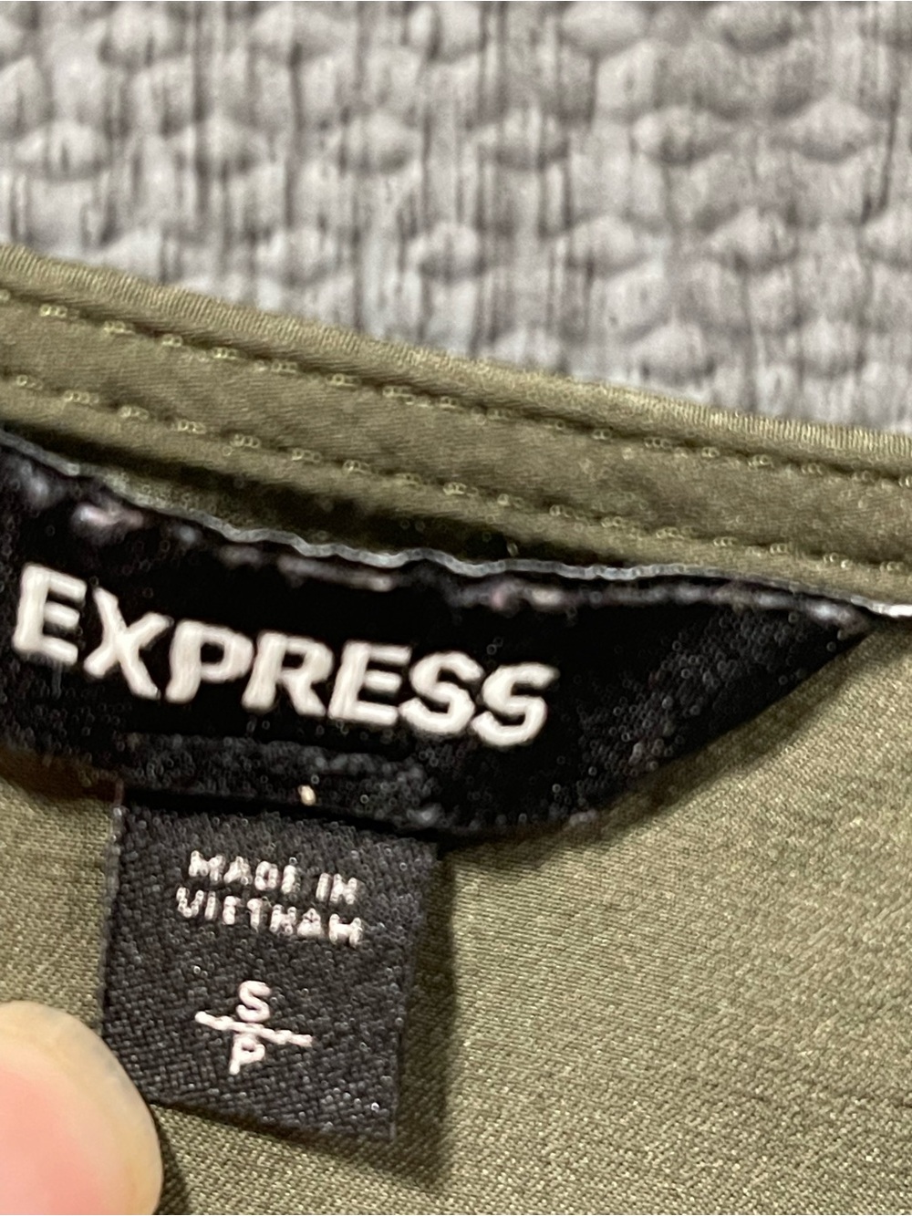 Express Olive Green Top with wrap V-Neck Tie Detail - Picture 3 of 6